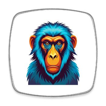 Baboon Colorful Kawaii Cartoon Character Clipart - Square fridge magnet - white - Front