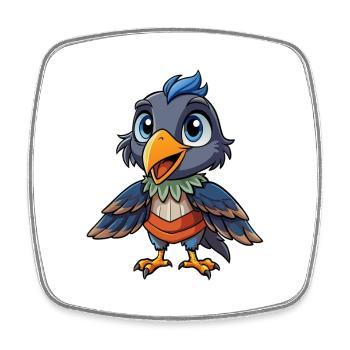 corbeau mignon personnage de dessin animé Kawaii Clipart - Magnet carré - blanc - Devant