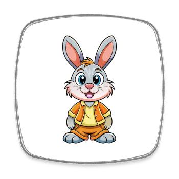 Lapin Mignon Personnage De Dessin Animé Kawaii Clipart - Magnet carré - blanc - Devant