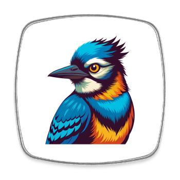 Blue Jay Bunte Kawaii Cartoon Figur Clipart - Viereckiger Kühlschrankmagnet - Weiß - Vorne