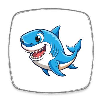 requin mignon personnage de dessin animé Kawaii Clipart - Magnet carré - blanc - Devant