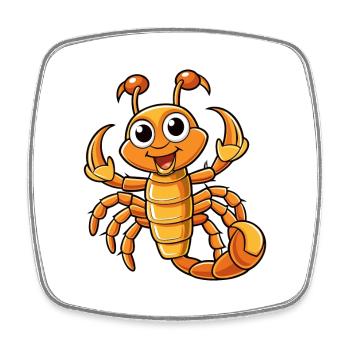 Skorpion Niedliche Zeichentrickfigur Kawaii Clipart - Viereckiger Kühlschrankmagnet - Weiß - Vorne