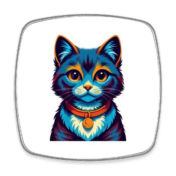 Cat Colorful Kawaii Cartoon Character Clipart - Square fridge magnet - white - Front