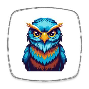 oiseau coloré kawaii dessin animé personnage clipart - Magnet carré - blanc - Devant
