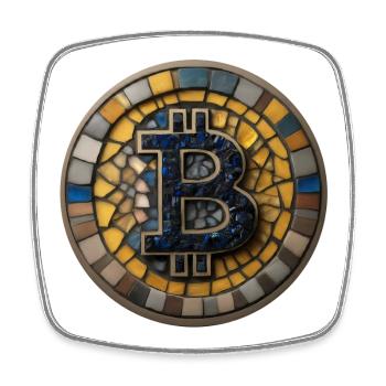 Bitcoin in mosaic style - Square fridge magnet - white - Front
