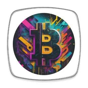 Explosion de couleurs du bitcoin - Magnet carré - blanc - Devant