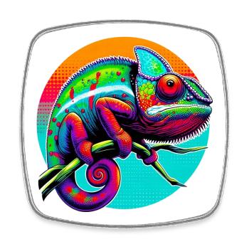 Chameleon - Square fridge magnet - white - Front