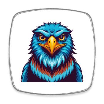 Hawk coloré Kawaii Dessin animé Personnage Clipart - Magnet carré - blanc - Devant