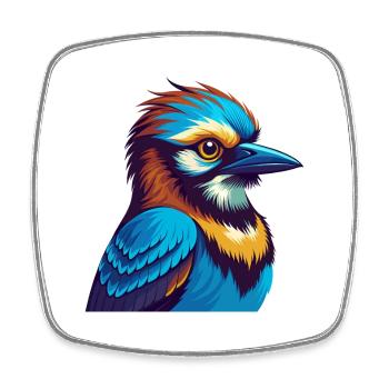 Jay Bird Bunte Kawaii Cartoon Figur Clipart - Viereckiger Kühlschrankmagnet - Weiß - Vorne