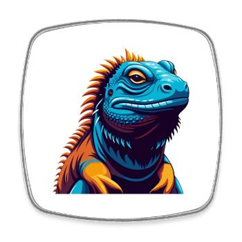 Iguana Colorful Kawaii Cartoon Character Clipart - Square fridge magnet - white - Front