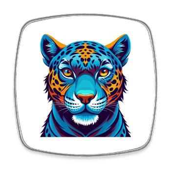 Jaguar Bunte Kawaii Cartoon Charakter Clipart - Viereckiger Kühlschrankmagnet - Weiß - Vorne
