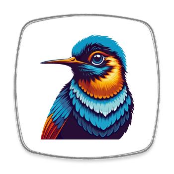 Colibri coloré Kawaii personnage de dessin animé animal de compagnie - Magnet carré - blanc - Devant