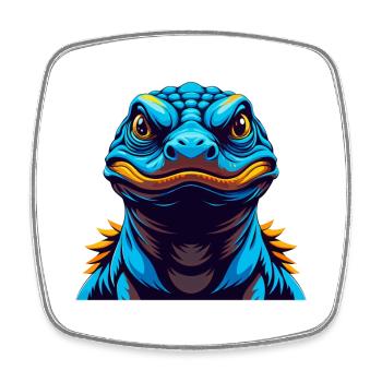 Komodowaran Bunte Kawaii Zeichentrickfigur - Viereckiger Kühlschrankmagnet - Weiß - Vorne