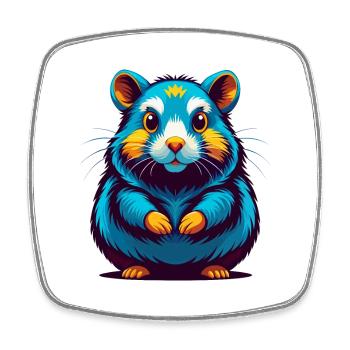 Hamster Bunte Kawaii Cartoon Figur Clipart - Viereckiger Kühlschrankmagnet - Weiß - Vorne