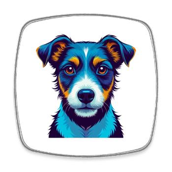 Jack Russell Terrier Hund Bunte Kawaii Karikatur - Viereckiger Kühlschrankmagnet - Weiß - Vorne