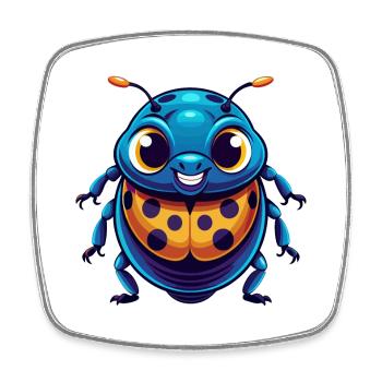 Ladybug Colorful Kawaii Cartoon Character Clipart - Square fridge magnet - white - Front