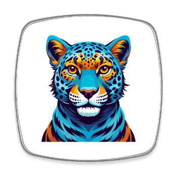 Leopard Colorful Kawaii Cartoon Character Clipart - Square fridge magnet - white - Front