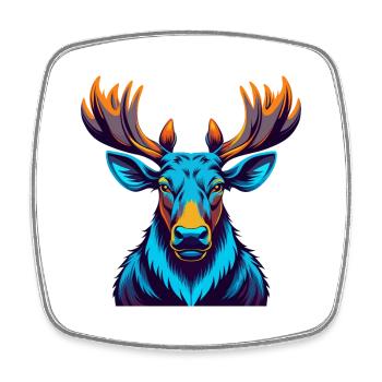 Moose Colorful Kawaii Cartoon Character Clipart - Square fridge magnet - white - Front