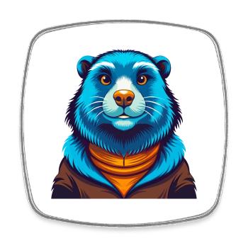 Marmot Colorful Kawaii Cartoon Character Clipart - Square fridge magnet - white - Front