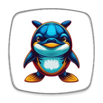 Orca Colorful Kawaii Cartoon Character Clipart - Square fridge magnet - white - Front