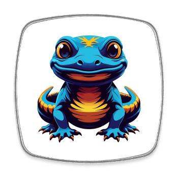 Salamander Bunte Kawaii Cartoon Figur Haustier - Viereckiger Kühlschrankmagnet - Weiß - Vorne