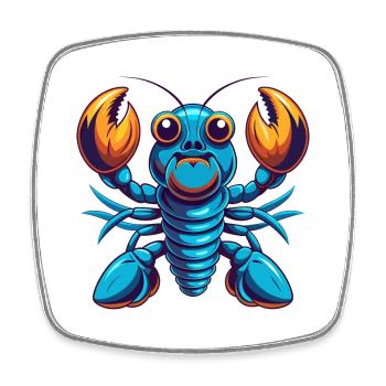 homard coloré kawaii dessin animé personnage clipart - Magnet carré - blanc - Devant