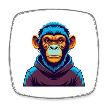 Monkey Colorful Kawaii Cartoon Character Clipart - Square fridge magnet - white - Front