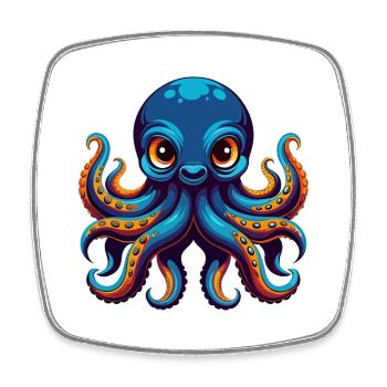 Oktopus Bunte Kawaii Cartoon Figur Clipart - Viereckiger Kühlschrankmagnet - Weiß - Vorne