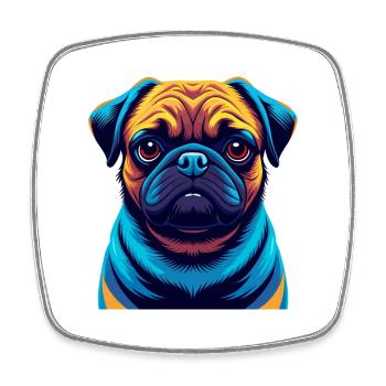 Pug Dog Colorful Kawaii Cartoon Character Clipart - Square fridge magnet - white - Front
