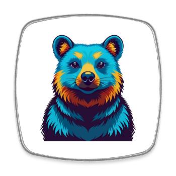 Quokka Colorful Kawaii Cartoon Character Clipart - Square fridge magnet - white - Front