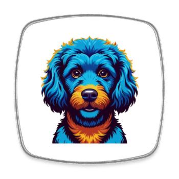 Caniche Chien Coloré Kawaii Dessin Animé Personnage Animal de compagnie - Magnet carré - blanc - Devant