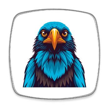corbeau coloré Kawaii personnage de dessin animé Clipart - Magnet carré - blanc - Devant