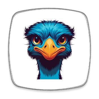 Ostrich Colorful Kawaii Cartoon Character Clipart - Square fridge magnet - white - Front