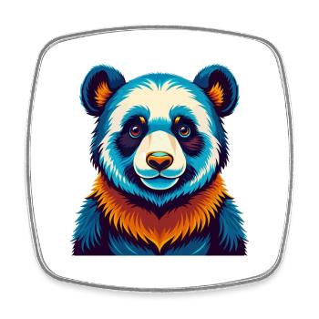 Panda Bunte Kawaii Cartoon Figur Clipart - Viereckiger Kühlschrankmagnet - Weiß - Vorne