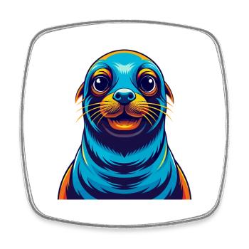 Seal Colorful Kawaii Cartoon Character Clipart - Square fridge magnet - white - Front