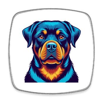 Rottweiler Dog Colorful Kawaii Cartoon Character - Square fridge magnet - white - Front