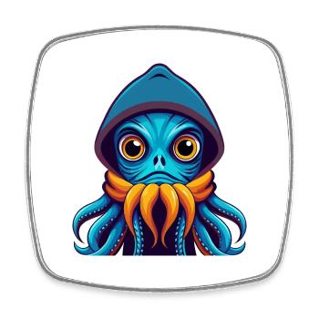 Squid Colorful Kawaii Cartoon Character Clipart - Square fridge magnet - white - Front