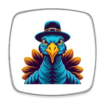 Turquie coloré Kawaii dessin animé Personnage Clipart - Magnet carré - blanc - Devant