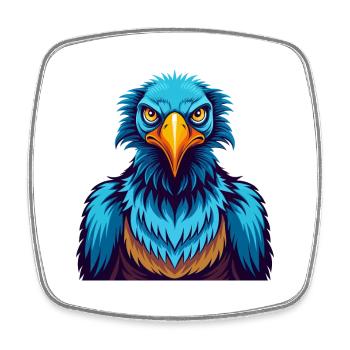 Vulture Coloré Kawaii Dessin Animé Personnage Clipart - Magnet carré - blanc - Devant