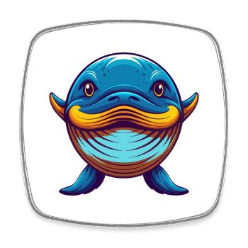 baleine coloré kawaii dessin animé personnage clipart - Magnet carré - blanc - Devant