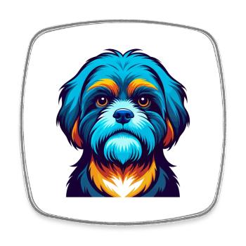 Shih Tzu Dog Colorful Kawaii Cartoon Character Pet - Square fridge magnet - white - Front