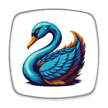 cygne coloré kawaii personnage de dessin animé clipart - Magnet carré - blanc - Devant