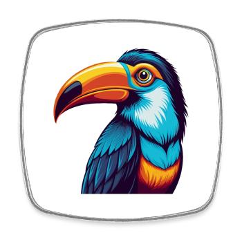 Toucan Colorful Kawaii Cartoon Character Clipart - Square fridge magnet - white - Front