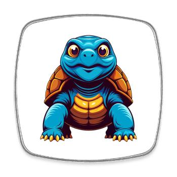 Schildkröte Bunte Kawaii Cartoon Figur Clipart - Viereckiger Kühlschrankmagnet - Weiß - Vorne