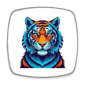 Tiger Colorful Kawaii Cartoon Character Clipart - Square fridge magnet - white - Front