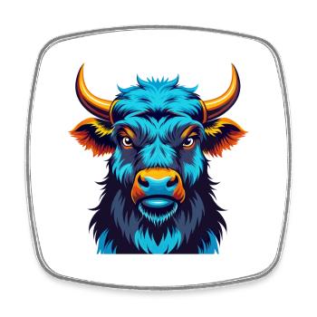 Yak coloré Kawaii Dessin animé Personnage Clipart - Magnet carré - blanc - Devant