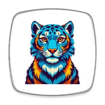 Snow Leopard Colorful Kawaii Cartoon Character Pet - Square fridge magnet - white - Front