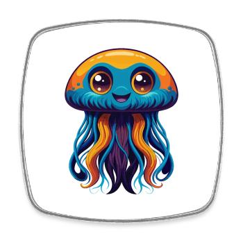 Méduse Coloré Kawaii Dessin Animé Personnage Animal de compagnie - Magnet carré - blanc - Devant