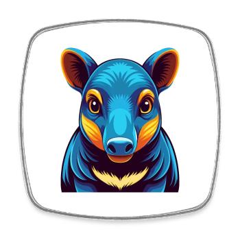 Tapir Bunte Kawaii Cartoon Figur Clipart - Viereckiger Kühlschrankmagnet - Weiß - Vorne