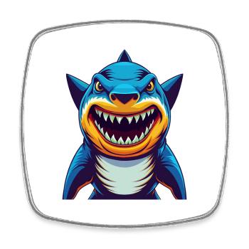 Shark Colorful Kawaii Cartoon Character Clipart - Square fridge magnet - white - Front